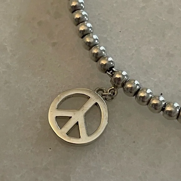 Tiffany Silver Mini Bead Peace Charm Bracelet - Picture 4 of 7